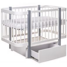 Детская кроватка с ящиком Deson Svitanok White-grey